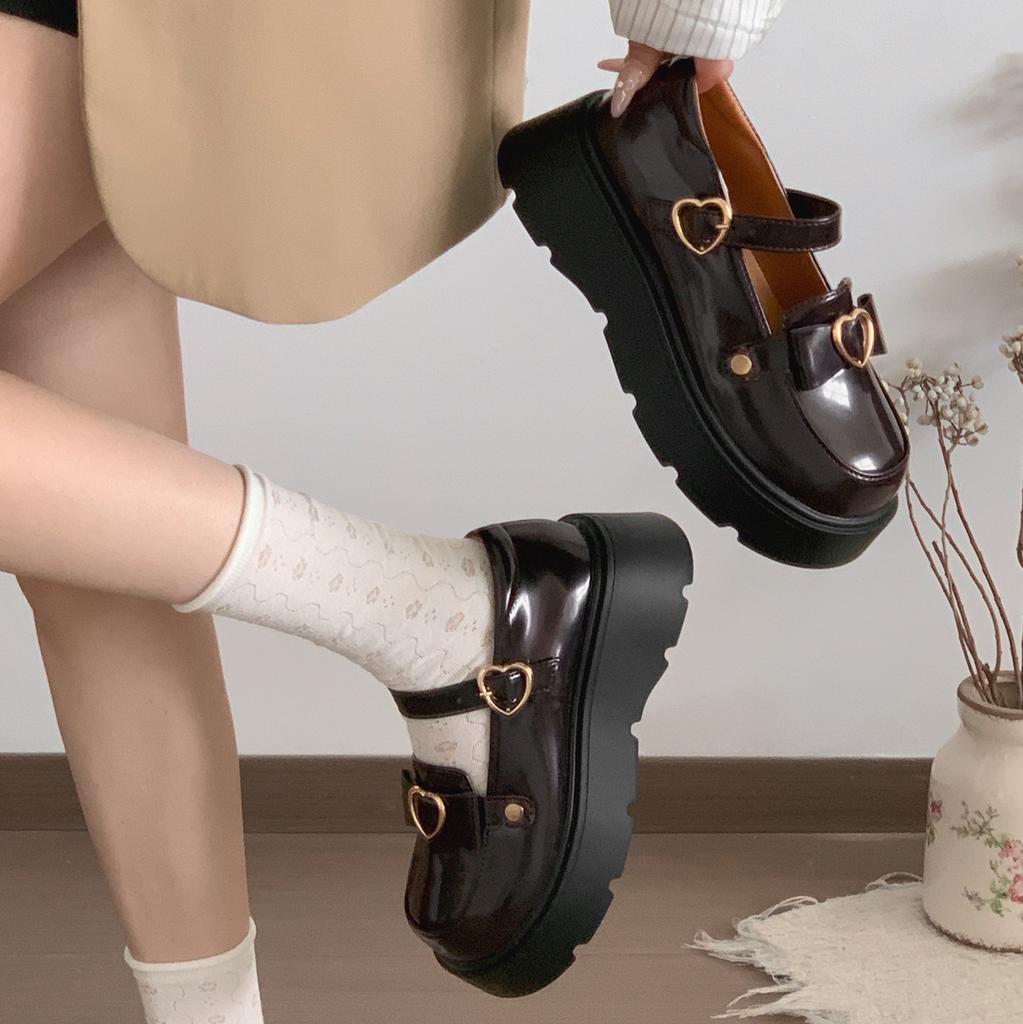 Queen Fan Black British Style Platform Small Leather Shoes Women's 2025 New Autumn Height Increasing French Love Single Shoes