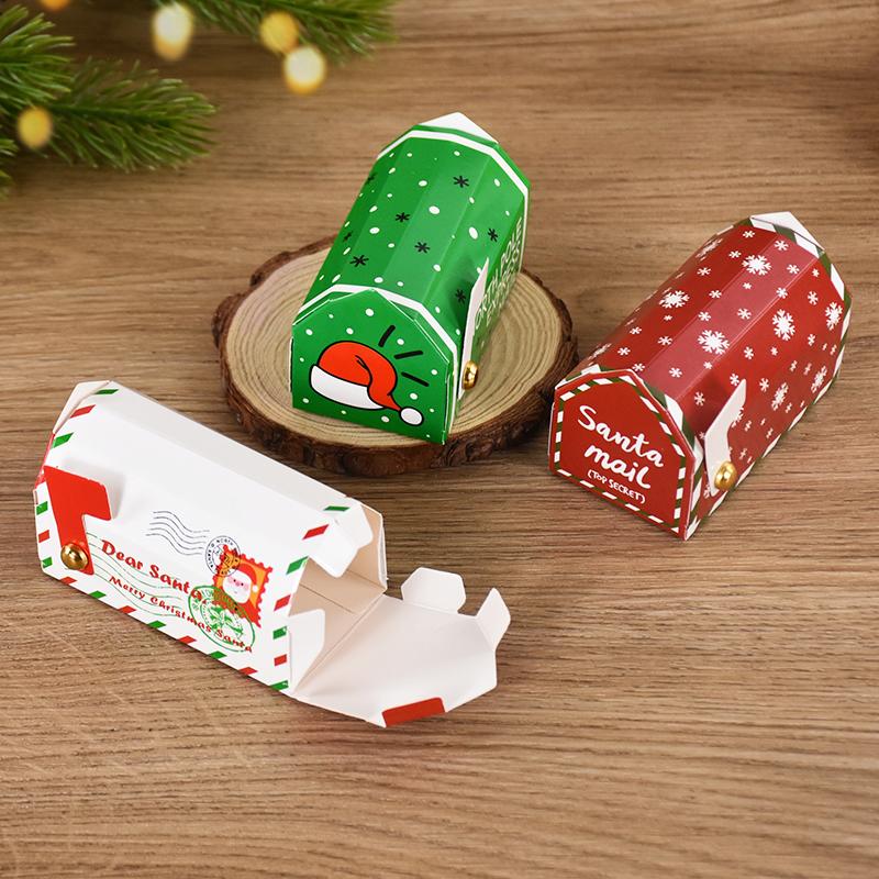 50pcs Christmas Mailbox Shape Candy Gift Box Kids Xmas Cookie Snack Packing Box Bag Navidad Noel Home Decor New Year