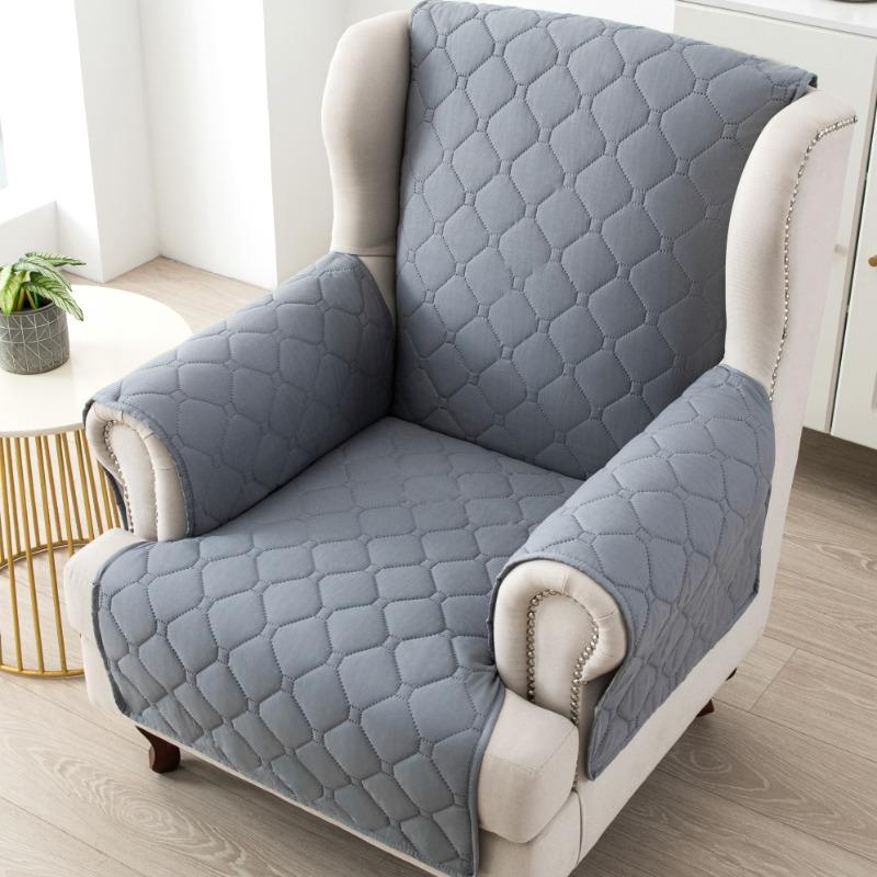 

Quilted Pet Sofa Cushion Wing Chair Slipcovers Couch Cover Soft Polyester Wingback Slipcover Furniture Protector for Living Room серый