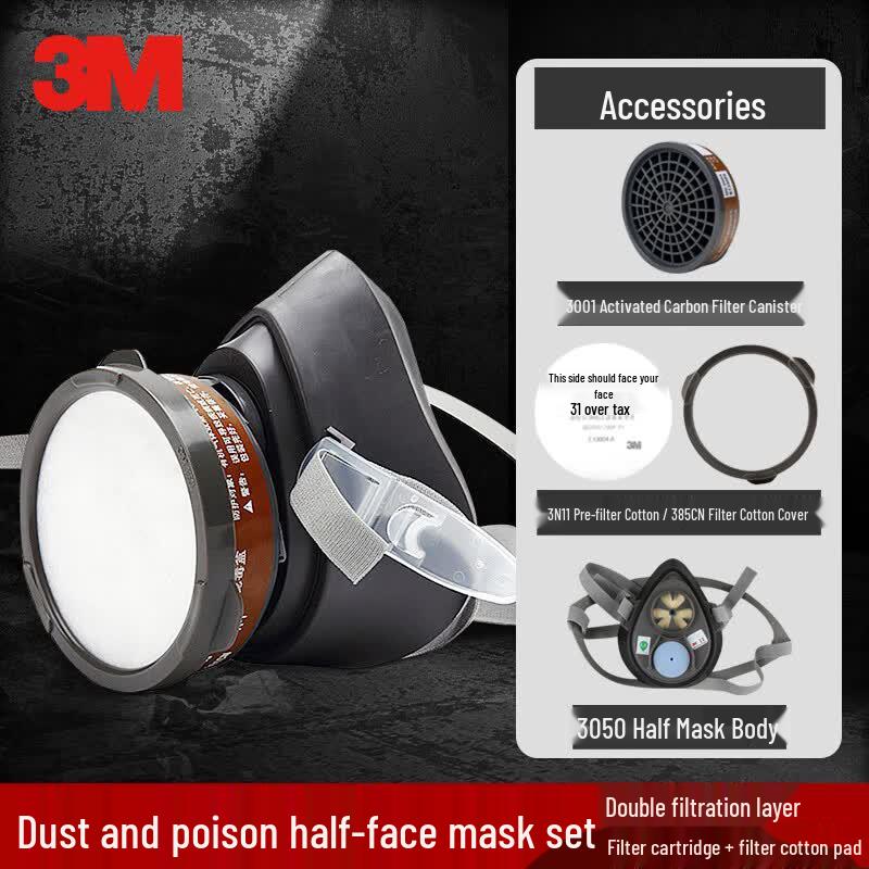 3M 350P Half-Face Respirator Mask Kit