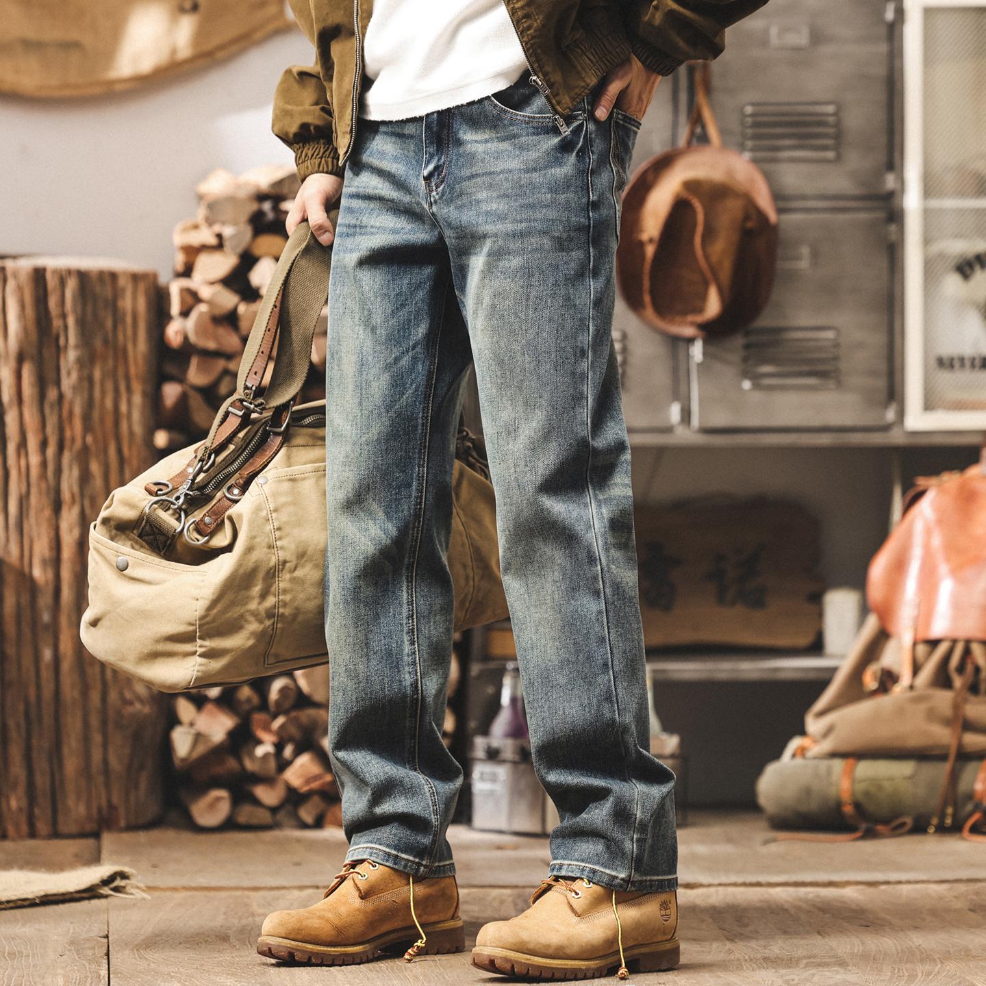 American retro ounce heavy autumn jeans