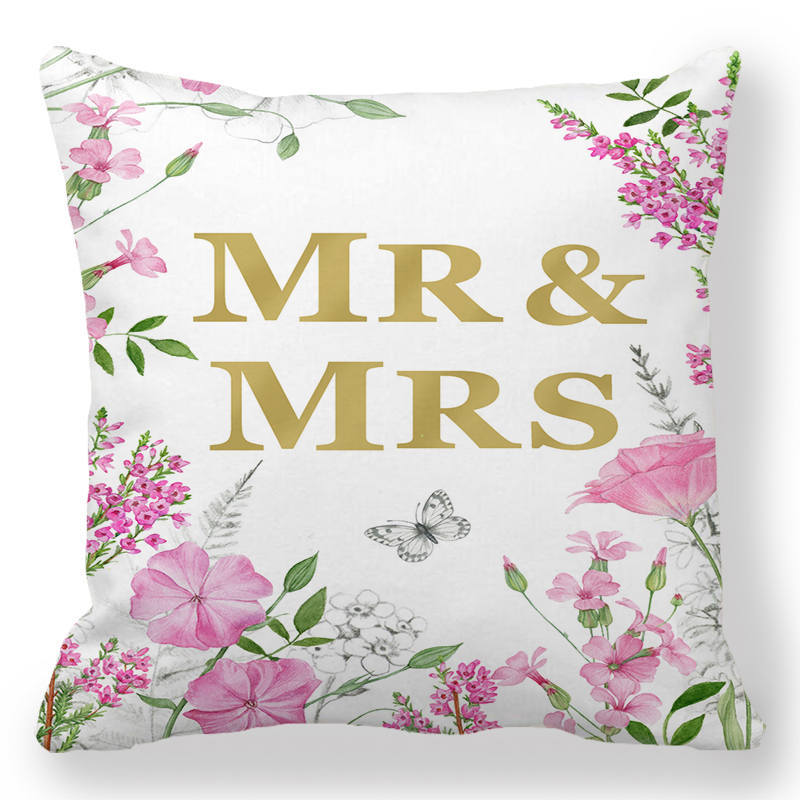 Creative Valentine's Day Happy Letters Digital printing short plush pillow covers for car sofa office cushion cover home goods