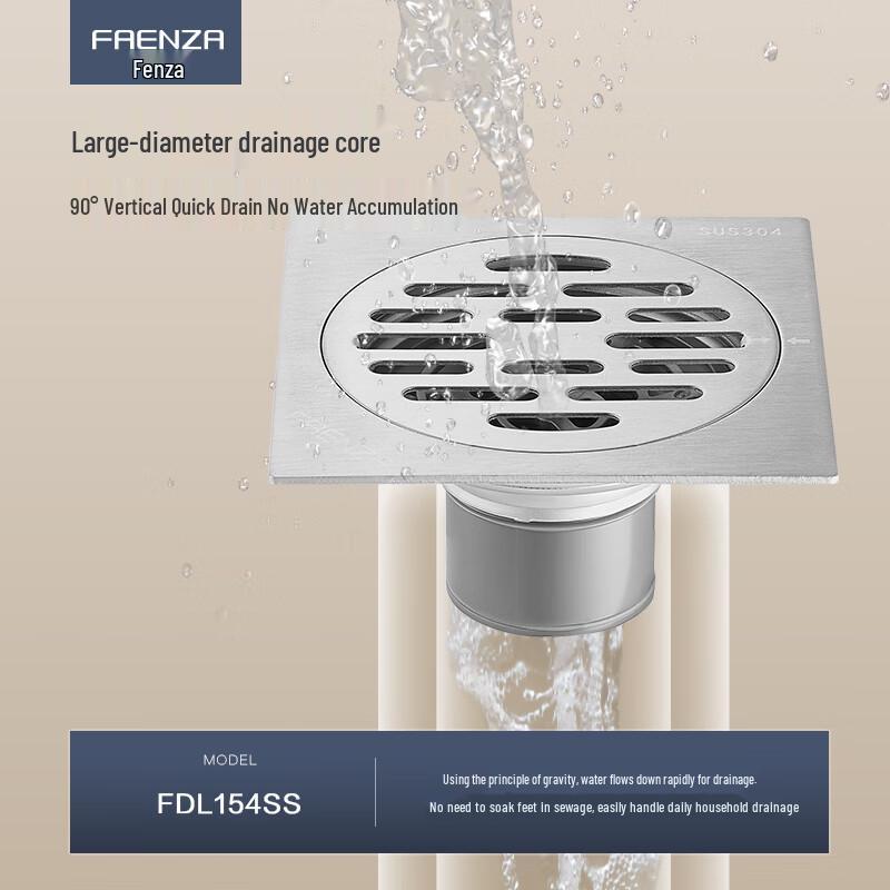 FAENZA Square Stainless Steel Automatic Anti-Odor Floor Drain