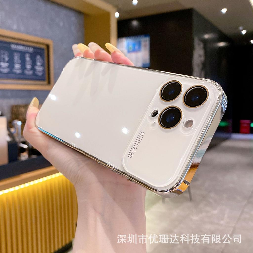 Applicable to iPhone11promax electroplated glass mobile phone case large window Apple 11 simple solid color all-inclusive sheath