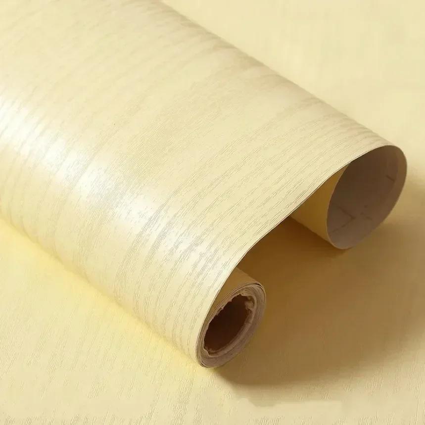 80cm/Wood Grain Vinyl Wallpaper Roll Waterproof Home Desktop Cabinet Door Furniture Renovation Stickers Peel Home Decorations