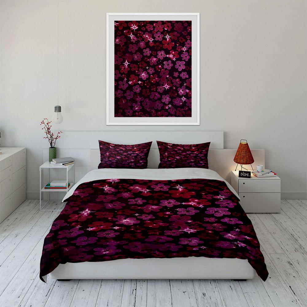Pink and red flowers. Bedding sets Duvet cover sets Duvet covers Pillowcases(1 * Duvet Cover 2 * Pillowcases without duvet insert)