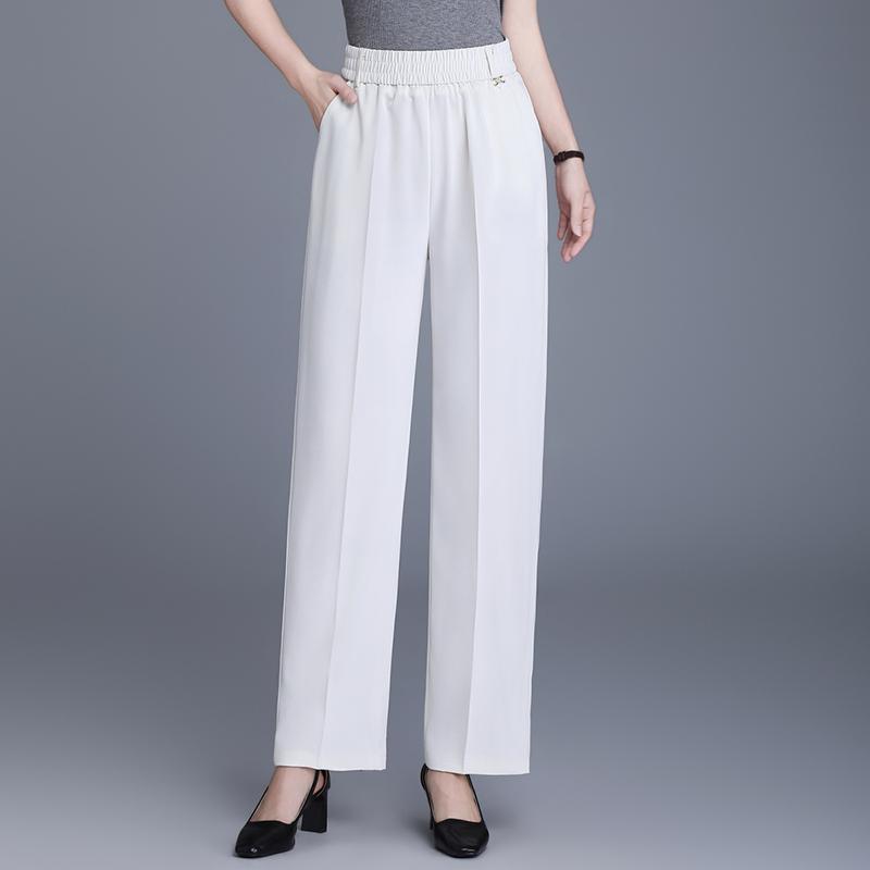 Women's Plus Size High Waist Cropped Wide Leg Pants – Elastic Waist Stretchy Polyester Trousers (Sizes XL-6XL)