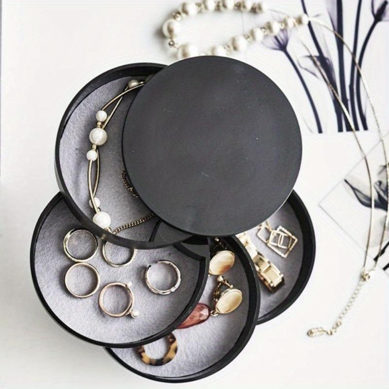 4 Schichten Schmuckaufbewahrungsbox 360 Grad drehbarer Halter Schmuckorganisator für Ohrringe Gummiband Armband Kleinteile Organizer