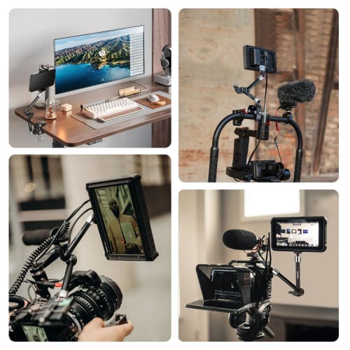 NEEWER 9.8"/25cm Magic Arm and Super Clamp Adjustable Articulating Magic Arm Crab Scissor Clamp with 1/4" and 3/8" Threads Suitable for Flash/LED Ligh