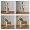 Niedliche Tierzimmerdeko Pferd Kaninchen Katze Giraffe Holzskulpturen DIY Bemalte Materialien Handwerk Hone Dekor Handgefertigte Figur Geschenke