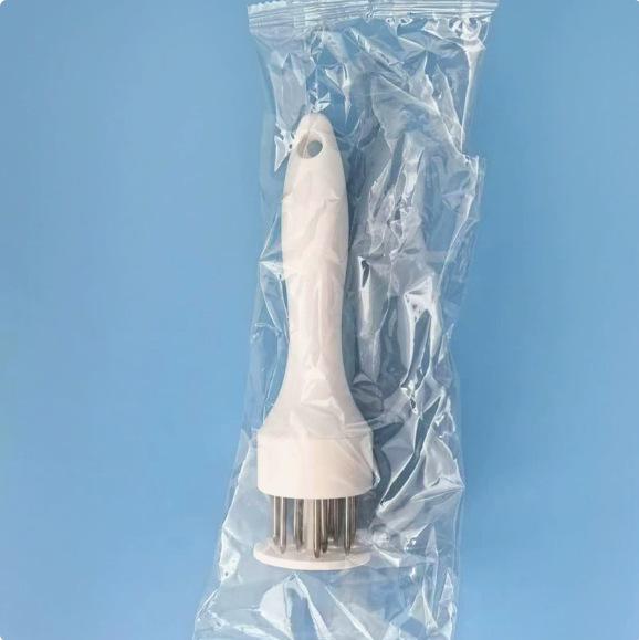 Stainless Steel Meat Tenderizer & Injector Hammer with Skewer Fork