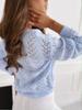 Polka Dot Solid Colour Mocha Lace Up V Neck Knit Sweater for Women Luxurious Relaxed-fit Slimming and Versatile Top