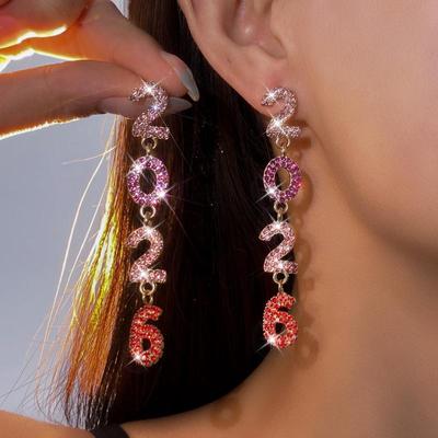 Pendientes Largos Brillantes Elegantes 2026 Pendientes Pendientes de Año Nuevo Joyería Para Eventos Especiales Fiesta de Navidad Aniversario
