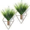 4 Pieces Bronze Wall Decor Hanging Planters with Artificial Aquatic Plants Metal Hanging Vase Indoor Plants Holder Modern Boho