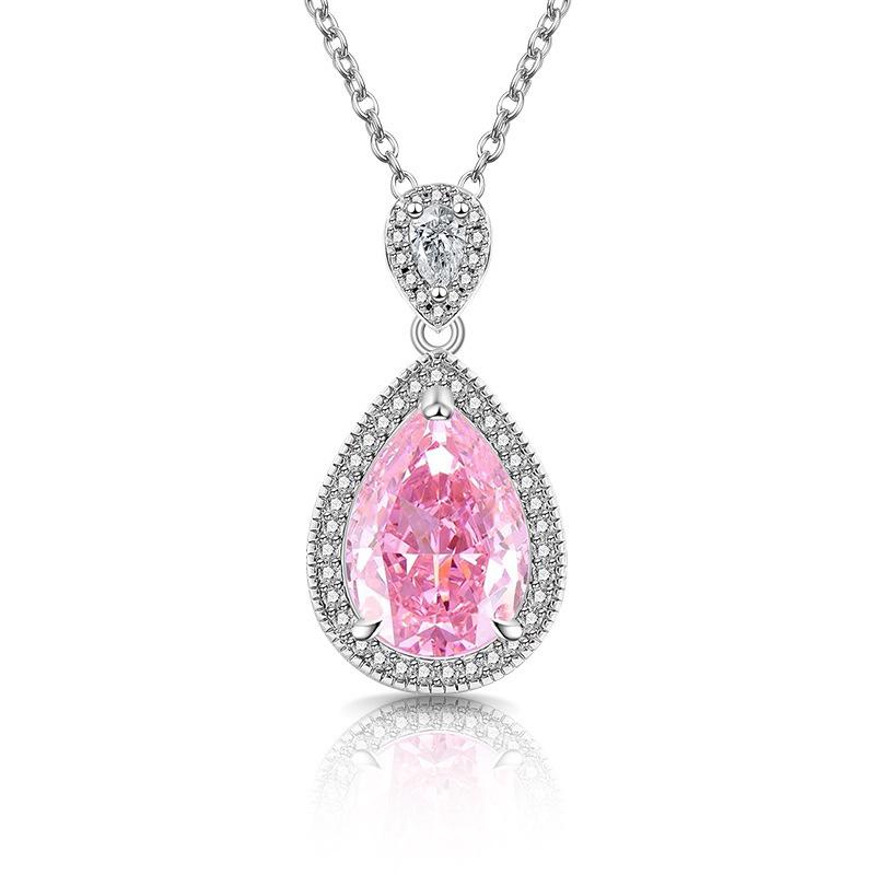 Fashionable Waterdrop Necklace High Carbon Diamond Zircon Ice Cut Necklace for Female Clavicle Chain Engagement Gift