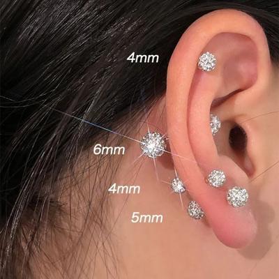 Náušnice s dvojitou hlavou s diamanty pro muže a ženy, Módní šroubovací zapínání, Korálky proti kulacení, Shambhala náušnice do ucha, Piercingy do ucha