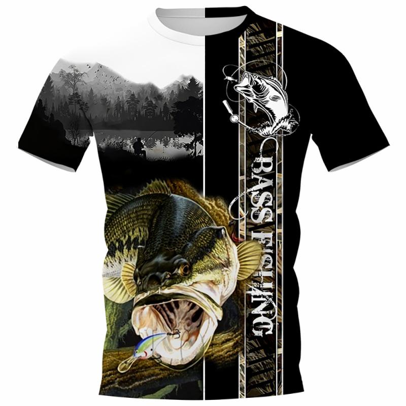 Summer Carp Fishing Print T-shirts For Men Outdoor Catfish Printing Loose  Short Sleeve Quick Drying Tee Shirt Casual Street Top