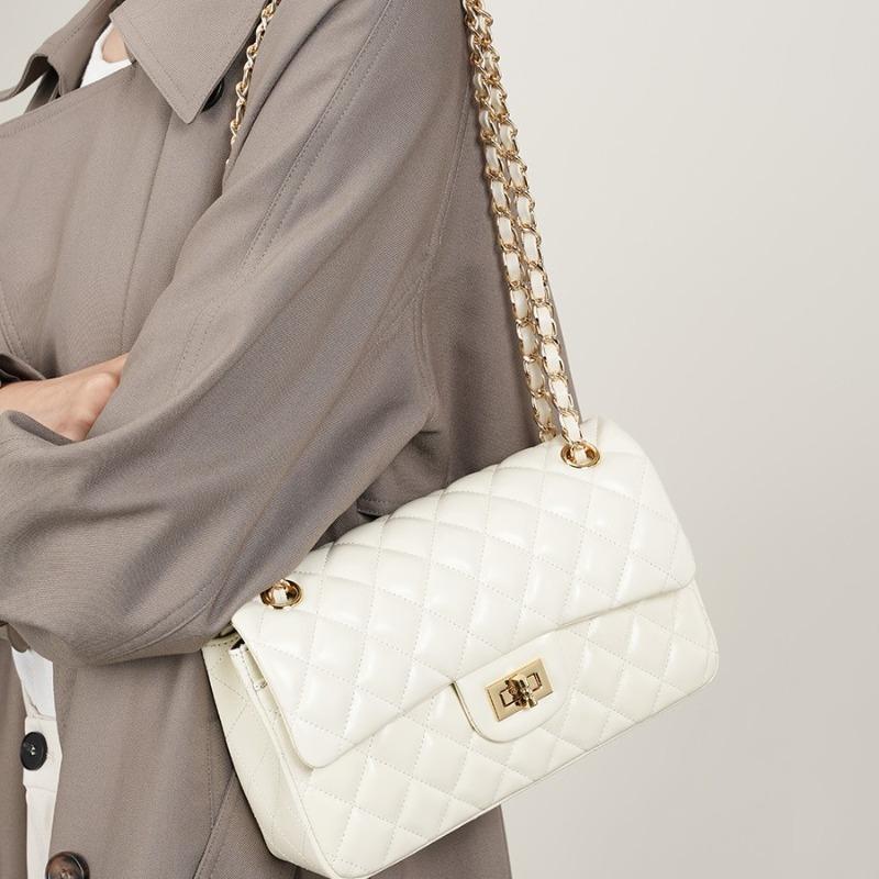 Borsa a tracolla in pelle di mucca a primo strato, catena in pelle di mucca, borsa quadrata piccola in pelle genuina, borsa a tracolla messenger, borsa con diamanti alla moda da donna