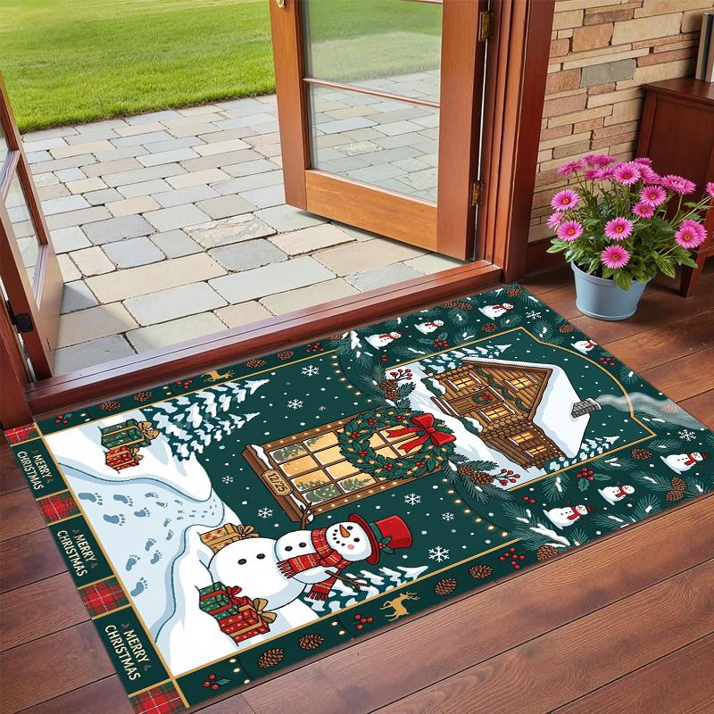 Christmas Printed Square Area Rug Soft Non Slip Floor Carpet For Bedroom Holiday Gift