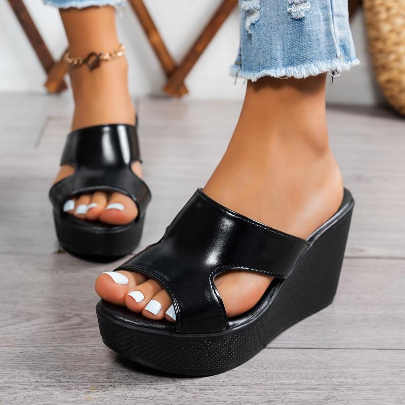 Women’s Large Size Open Toe High Heel Roman Sandals, Platform Wedge Summer Slip-On Shoes