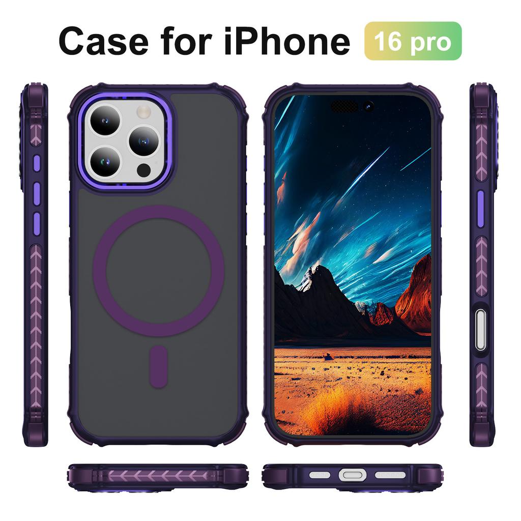 Magsafe Stoßdämpfende Magnetische Saugkraft für Apple 15 Anti-Sturz Handyhülle, Hautgefühl Anti-Rutsch für IPhone 16 Pro Handyhülle