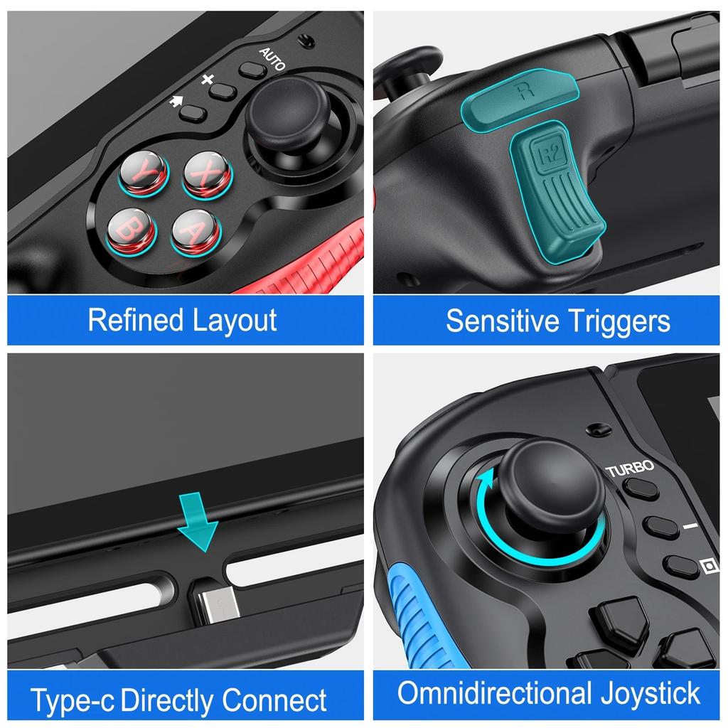 Nintendo Switch/Switch OLED, One-Piece Joypad Switch Pro Controller for Handheld Mode, Switch Controller Remote with Turbo (Rocker Upgrade)