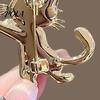 Stable Safety Clasp Pin Brooch with Thickened Buckle Pin, Dancing Kitten Shape Lapel Rhinestone Bow, Metal Frame Badge for Clothes Bags Scarves Animal