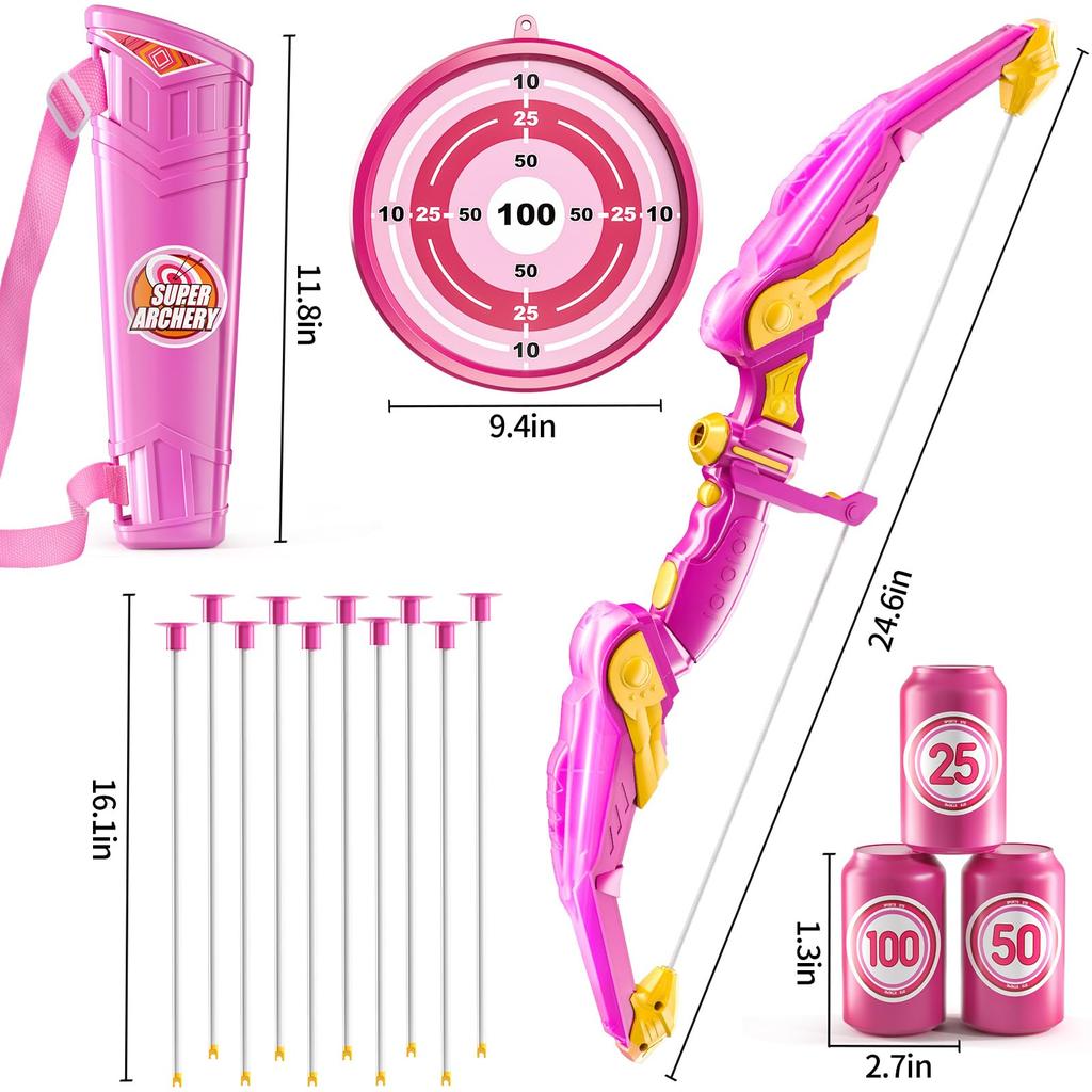 Children's Bow and Arrow Set Archery Toy Set Indoor and Outdoor Toys for Boys and Girls Amusement Equipment Ideal Gift Toys for 6