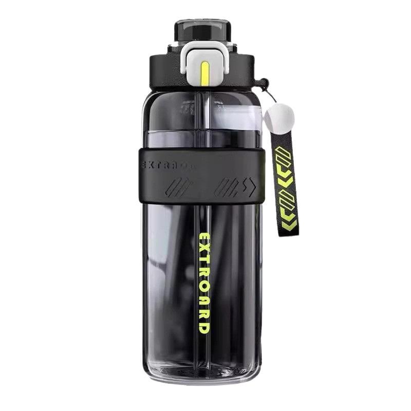 Large Capacity Outdoor Sports Water Bottle: High Temp Resistant, Drop-Proof, with Straw and Dual-Drink Feature.