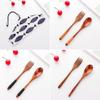 Kitchen Handmade Cloth Bag Portable Spoon Fork Wooden Natural Cutlery Set Tea Scoops