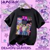 2026 new summer short-sleeved boys' casual shirt Polyester T-shirt for children aged 1-12, girls' sports shirt, K-pop Demon Hunter