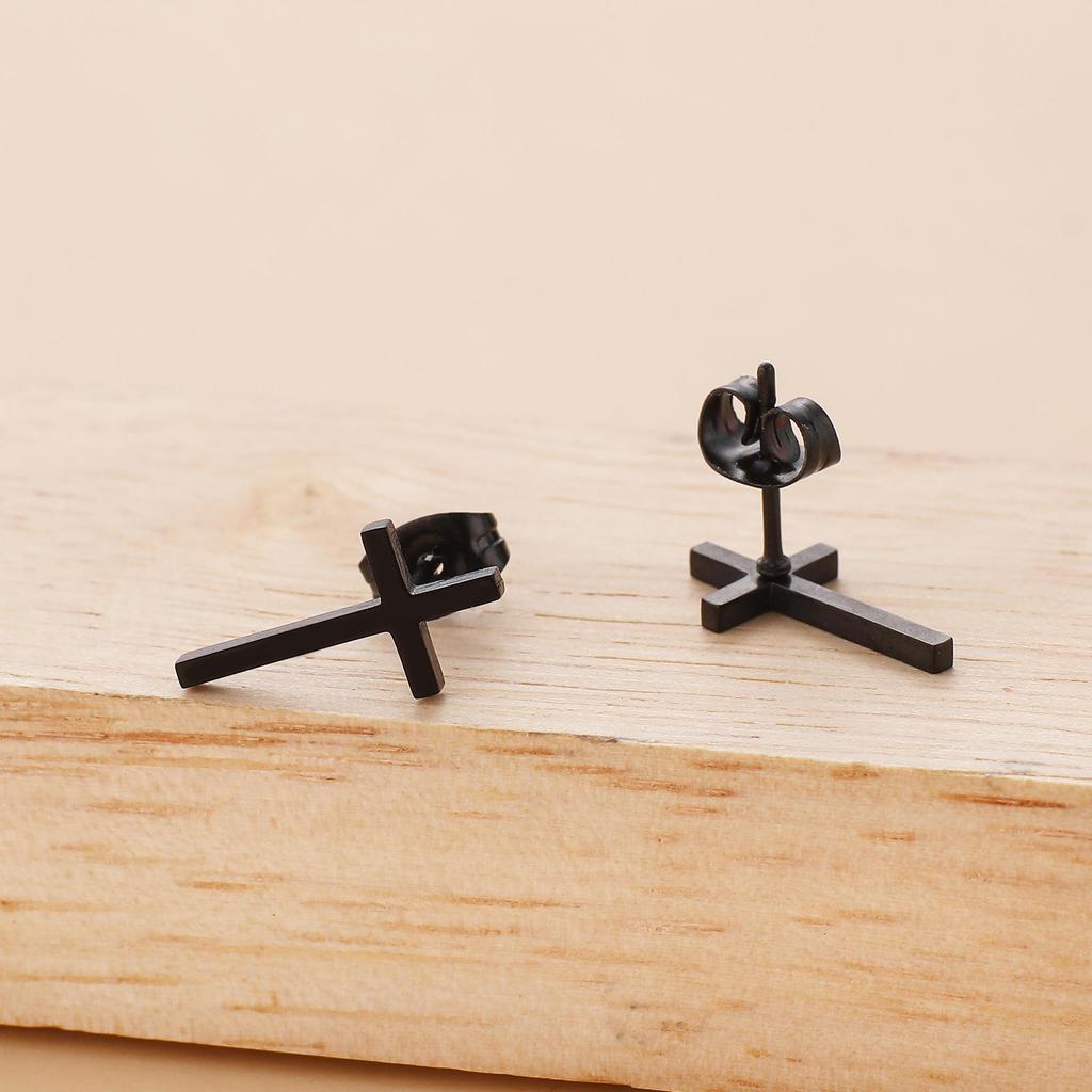 Stainless Steel Cross Stud Earrings - Fashion Jewelry