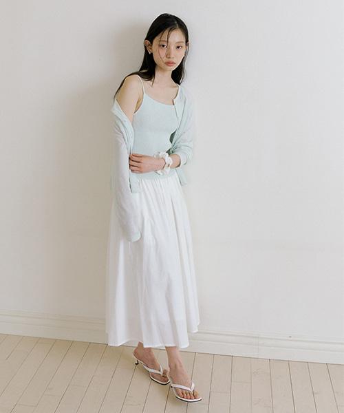 Lingseoul Cotton Blended Ribbed Sleeveless Top-Mint
