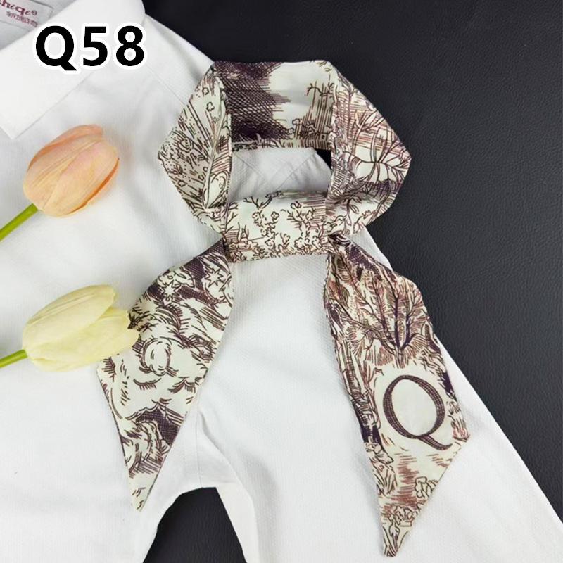 New Long Versatile Silk Scarf Tied Hair Band Bow Letter Floral Streamer Tied Bag Gift Small Silk Scarf