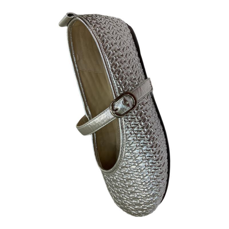 2025 Sommer neue Mary Jane Schuhe Damenschuhe tragen Ein-Wort-Schnalle mit weicher Sohle kleiner duftender Wind flacher Mund Einzelne Schuhe