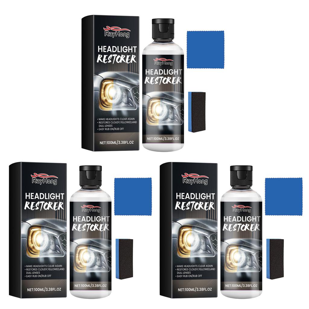 Car Headlight Polish Liquid With Cloth Sponge Headlight Restorer Polishing Anti-Scratch Liquid For Car Lampshades Cleaning Tool