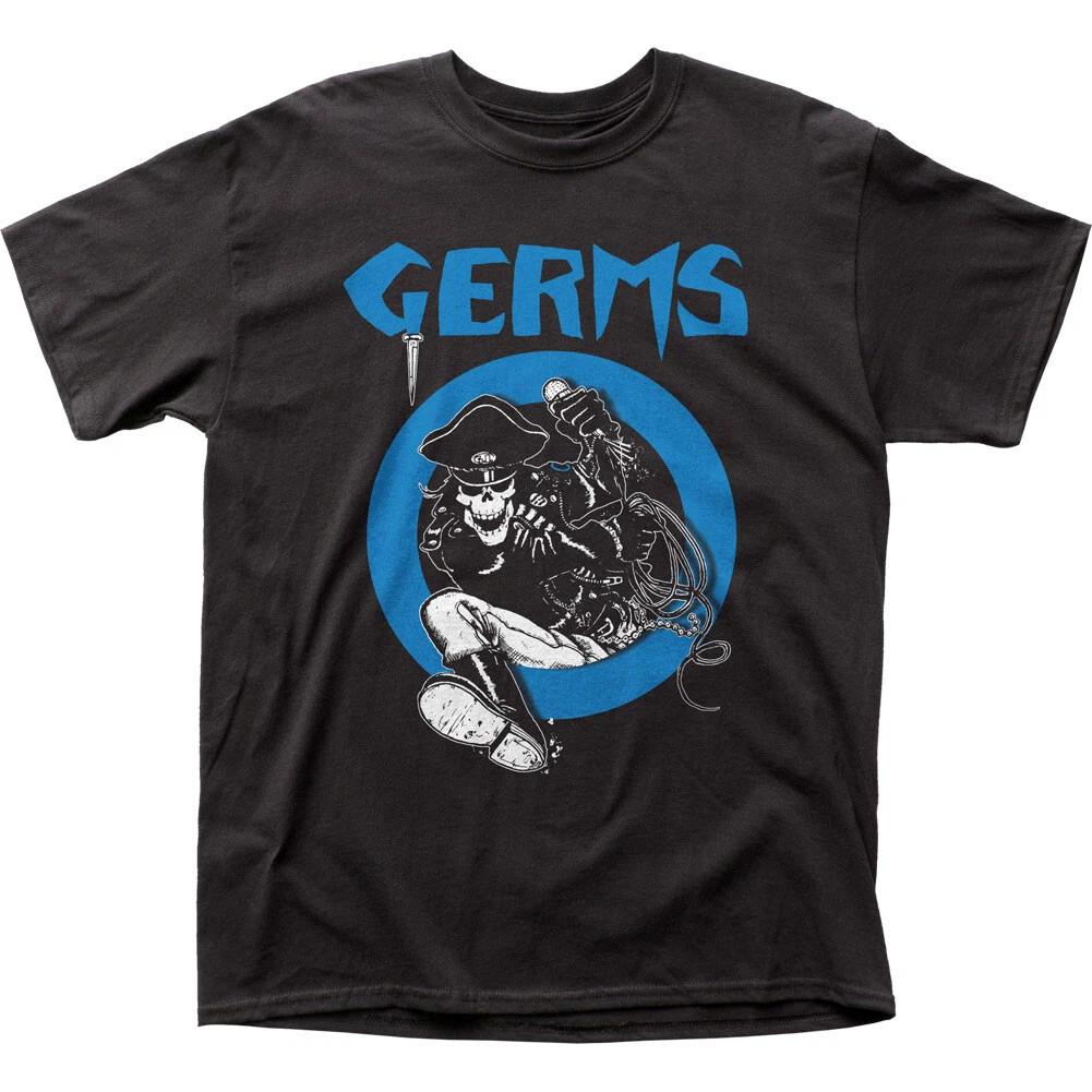 Germs Leather Skeleton Mens T Shirt Rock and Roll Music Classic Band Tee Black