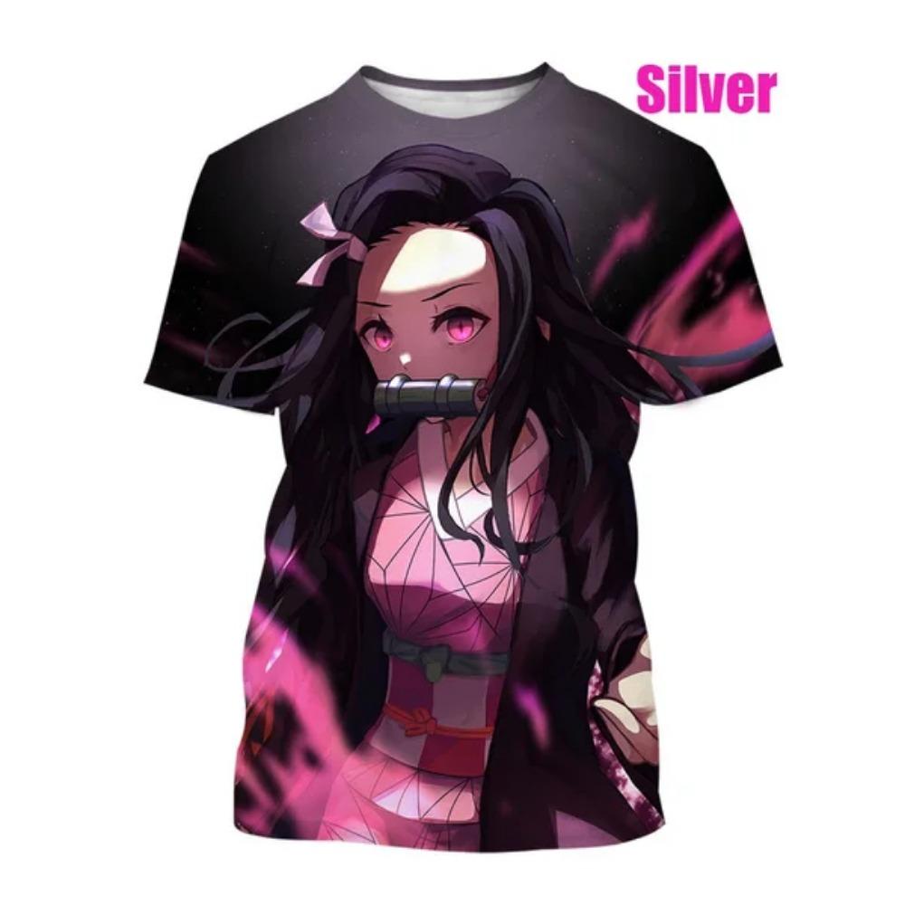 Japonský Kreslený 3D Potlačené Tričko Anime Demon Slayer Unisex Krátky Rukáv Ležérne Roztomilé Tričko Top