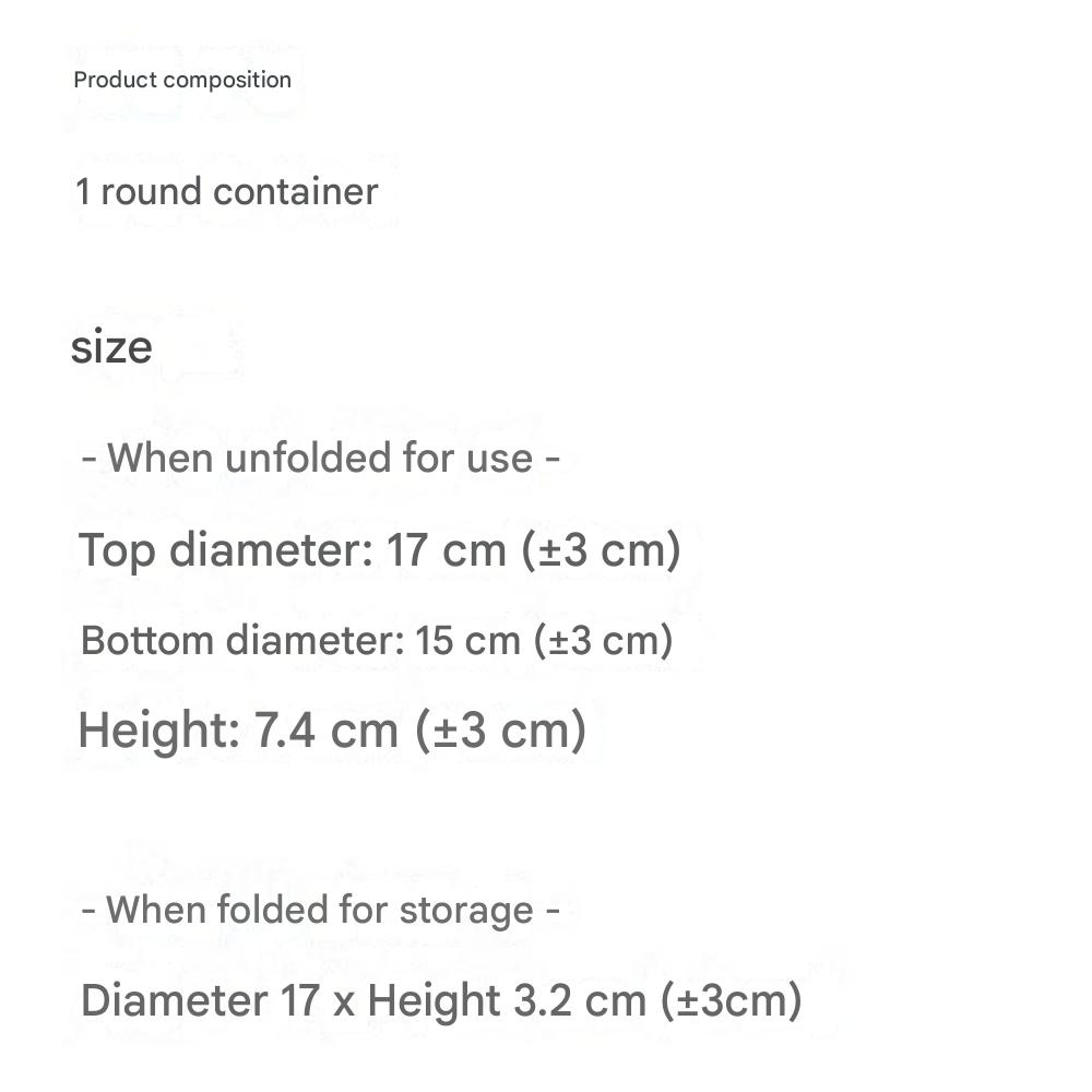 Foldable Silicone Round Container 1100 Ml (Diameter 17 Cm X H 7.4 Cm, Diameter 6.7" X H 2.9")