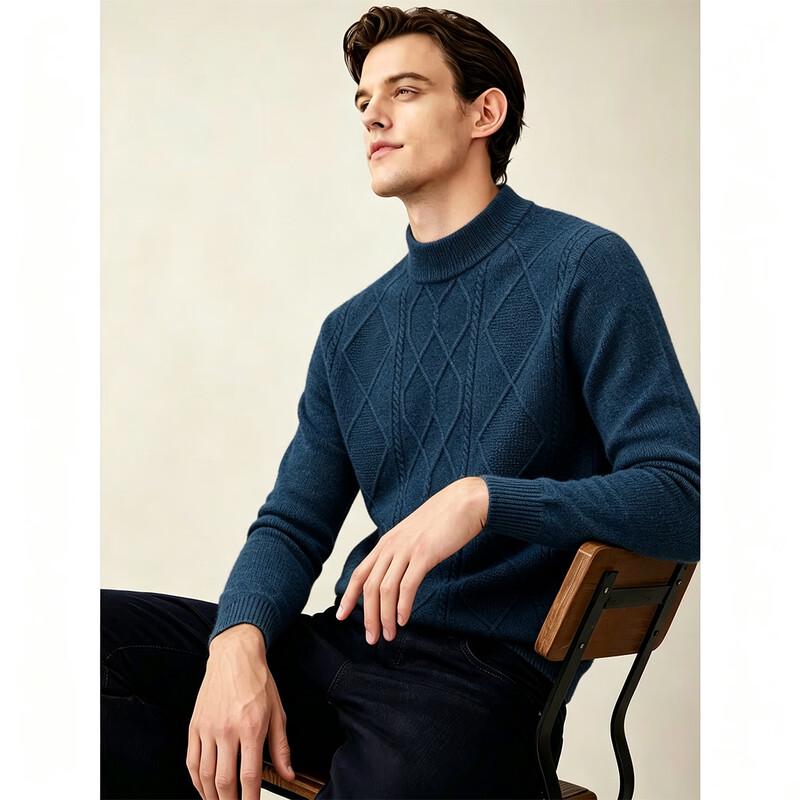 Shanshan Men's Autumn/Winter 100% Merino Wool Round Neck Sweater