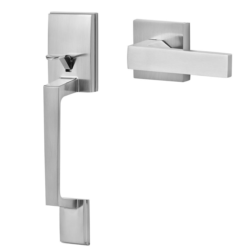 Front Door Handle, Square Entry Handle Set with Lever, No Lock, Adjustable Hole Space, Zinc Alloy Die-Casting, Reversible for Right and Left Handed
