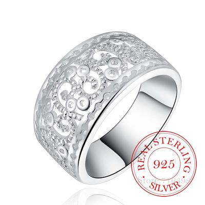 925 Sterling Silver Vintage Cutout Pattern Couple Wedding Silver Rings Women Men