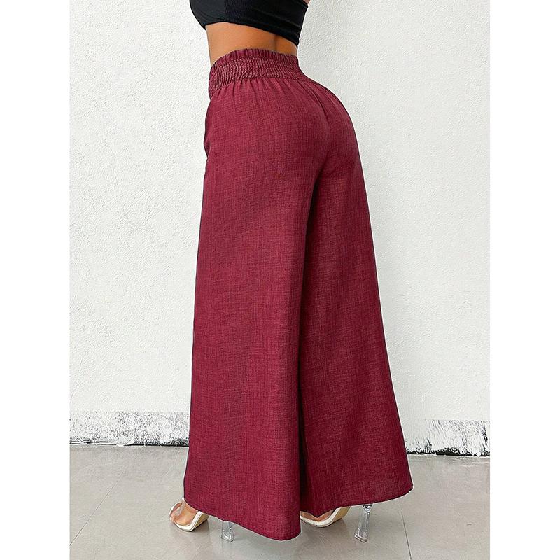 Fashion Retro High Waist Elastic Loose Wide Leg Pants Women Elegant Solid Street Casual Long Trousers Women Spring and Autumn Ladies Baggy Pants 25792