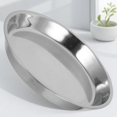 28Cm Round Stainless Steel Plate Flat Dish Non-Magnetic Portable Easy Clean for Camping Picnics Restaurants Salad Bread Bacon