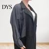 Chaqueta Cardigan de Manga Larga para Mujer Primavera Otoño Abrigo Vaquero Sobretodo Patchwork Doble Botonadura Dama Holgada con Bolsillos con Solapa Bloque de Color Longitud Media