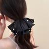 Übergroße Haargummis mit plissiertem Mesh und Perlendetail, Zopfgummi, modische Haaraccessoires für den täglichen Gebrauch