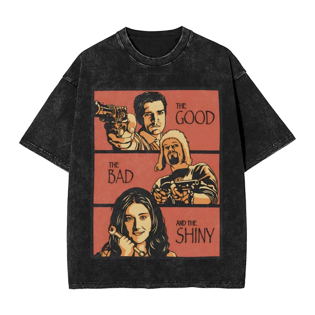 Classic TV Firefly Still Serenity Graphic Print Vintage Washed Tshirt Women Men Summer Tee Cotton Streetwear YK Oversized Tops
