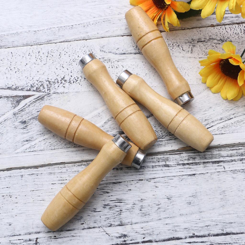 5pcs Wooden For File Wood Rasp Screwdriver Tools Ergonomic 11.3Cm 6.2Mm Handle For File Inner Hole Hand Tool Set