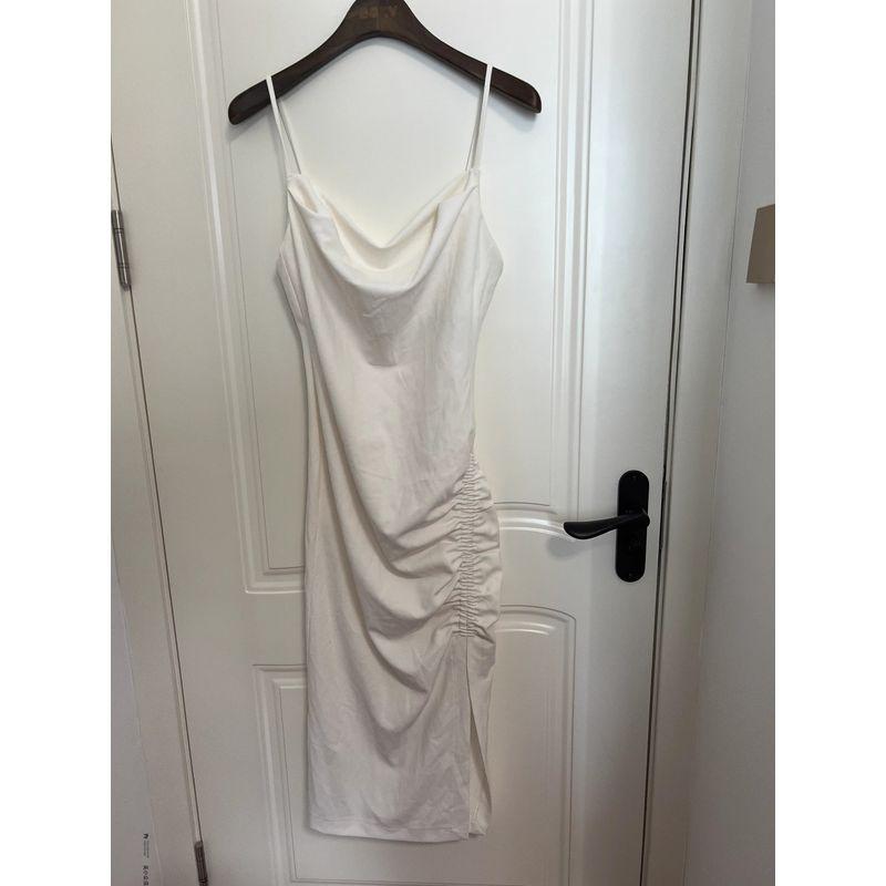 

Canadian Original Order Niche Oak Home White Sling Design Sense Side Slit Sexy dresses for women Long Women White S
