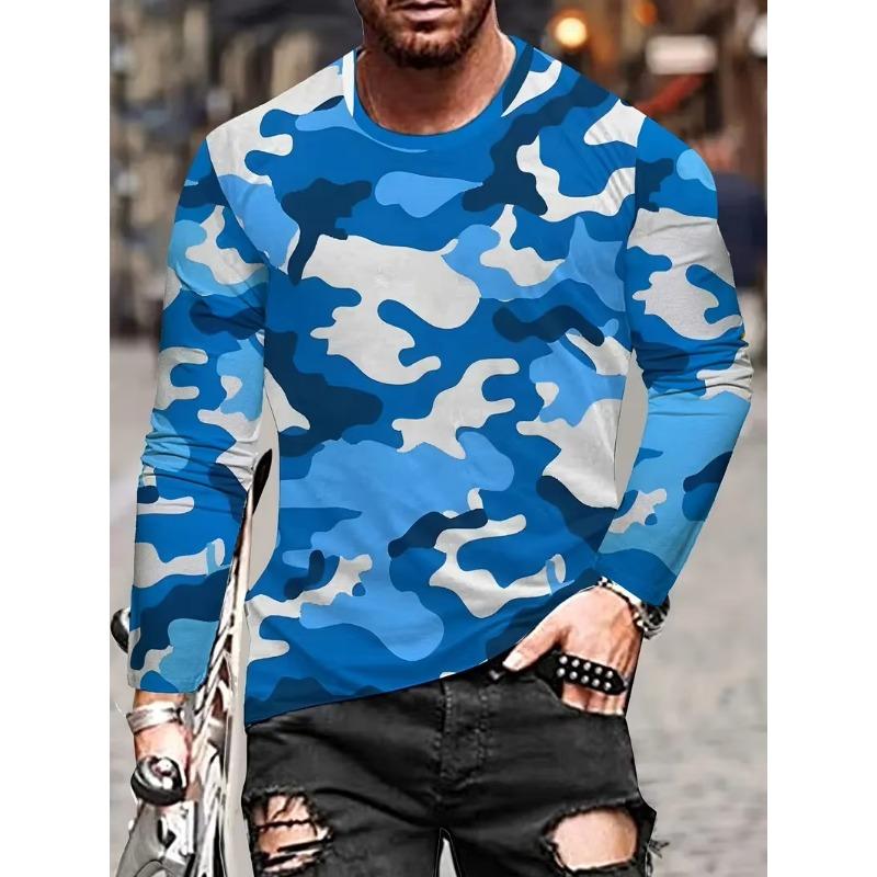 Mens Long Sleeve T-shirt Camouflage Hunting 3D Print Graphic T Shirt Men Fashion Fitness Tops Tees Outdoor Top Camo Clothing New